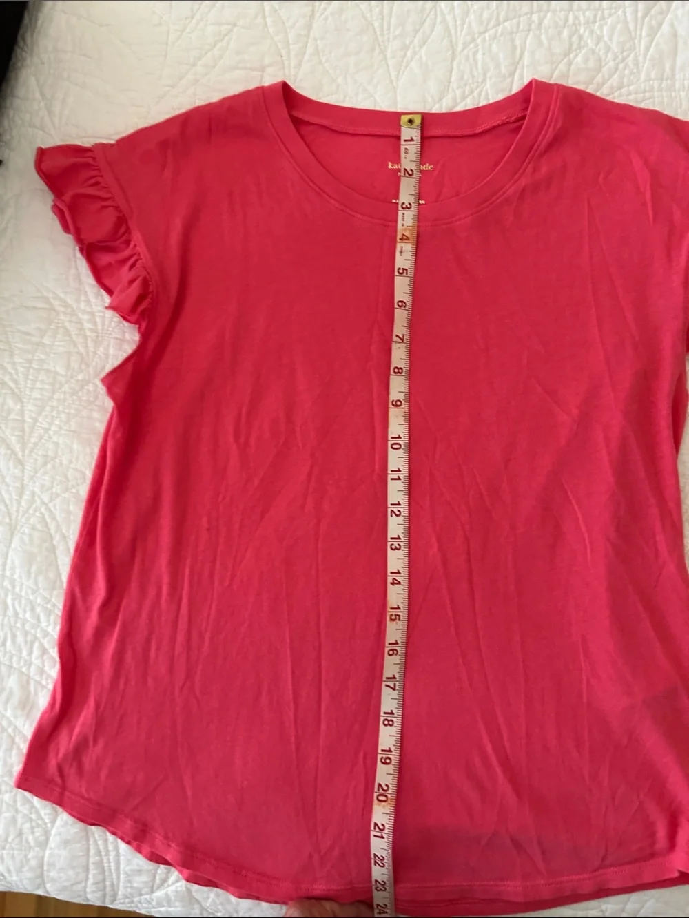 Kate Spade Broome Street Pink Ruffle Sleeve Short-Sleeve Tee Sz M
